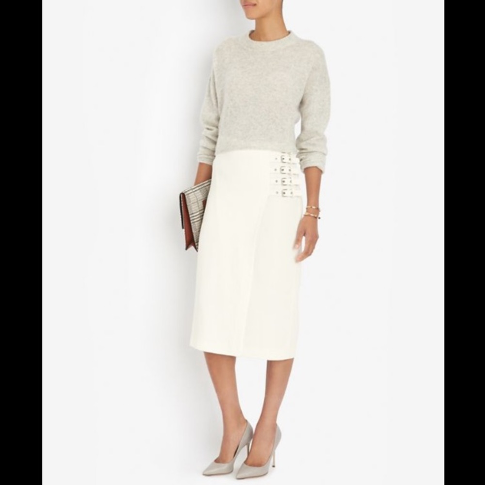 Alc a.l.c. Clint white buckle skirt midi size 8